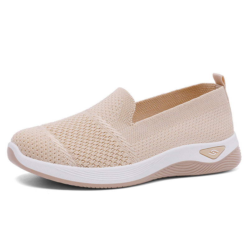Damen nan eleganter Strick-Slipper mit verstärkter Zehenkappe, flexibler Dämpfungsplattform und Zuglasche Drune