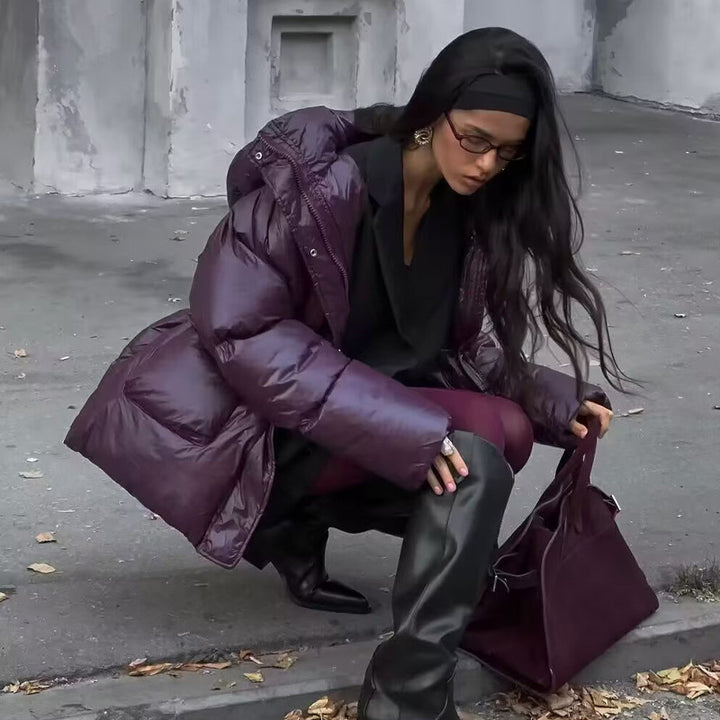 Damen gesteppte Übergangsjacke mit Kapuze und praktischen Eingrifftaschen Drune