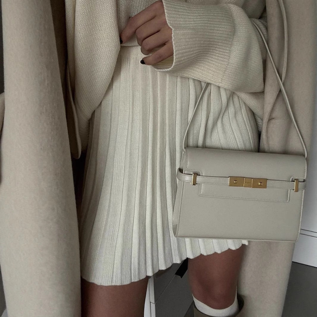 Damen gemütlicher Pullover mit weitem Schnitt und voluminösem Rock Drune
