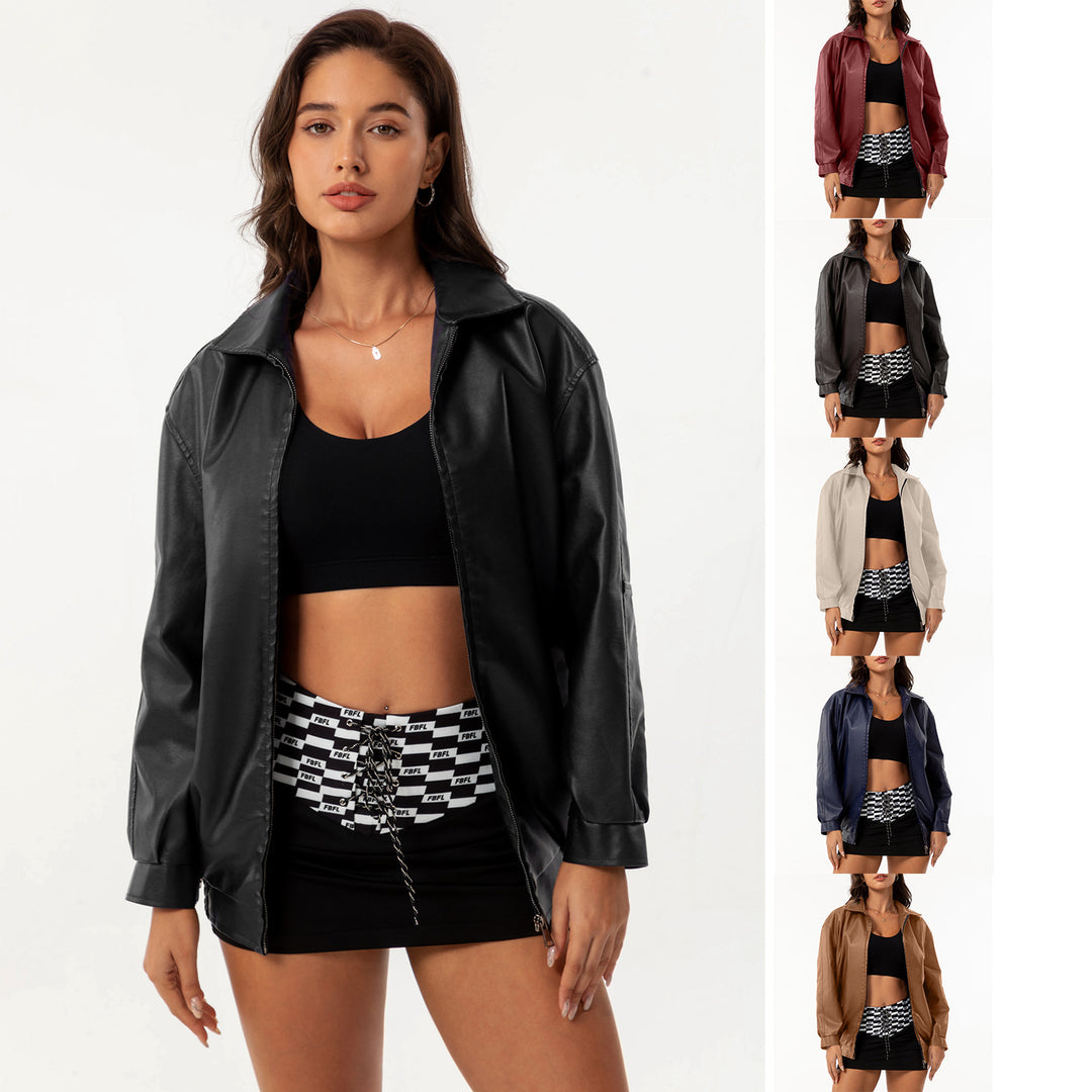 Damen lässige Satinjacke mit modernem Schnitt und praktischen Taschen Drune