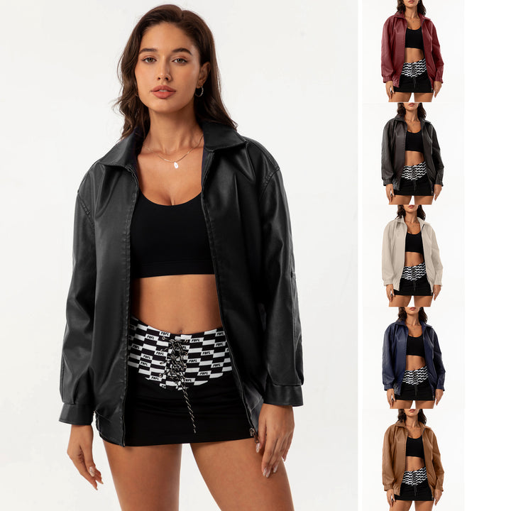 Damen lässige Satinjacke mit modernem Schnitt und praktischen Taschen Drune