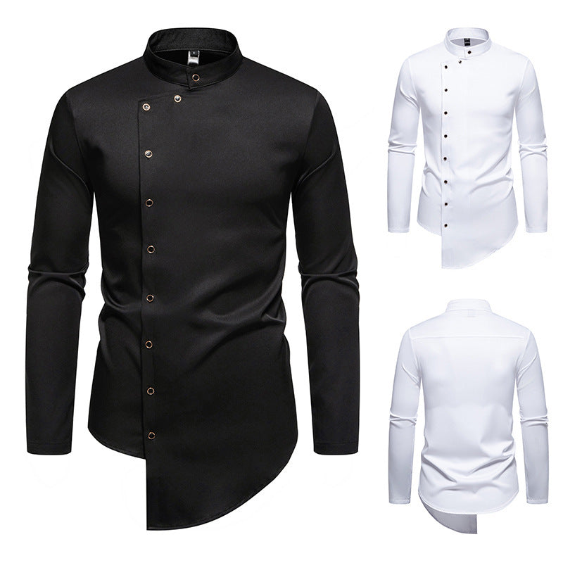 Herren modisches Hemd mit asymmetrischem Knopfdesign und elegantem Kragen Drune