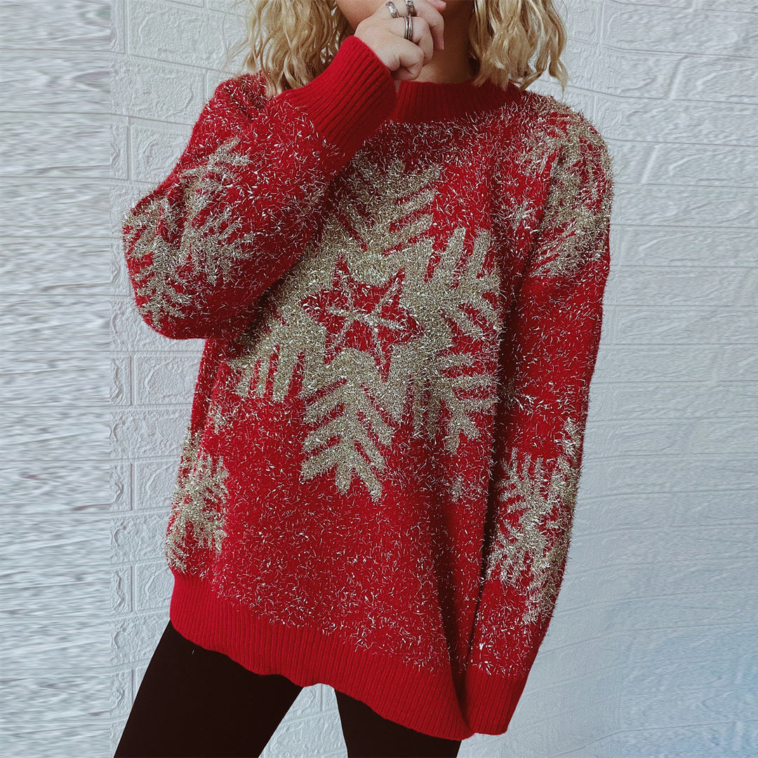 Damen Weihnachts-Pullover mit festlichem Funken-Design und bequemen Schnitt Drune