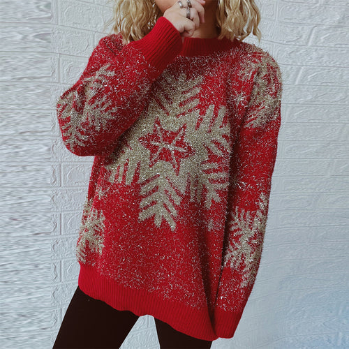 Damen Weihnachts-Pullover mit festlichem Funken-Design und bequemen Schnitt Drune