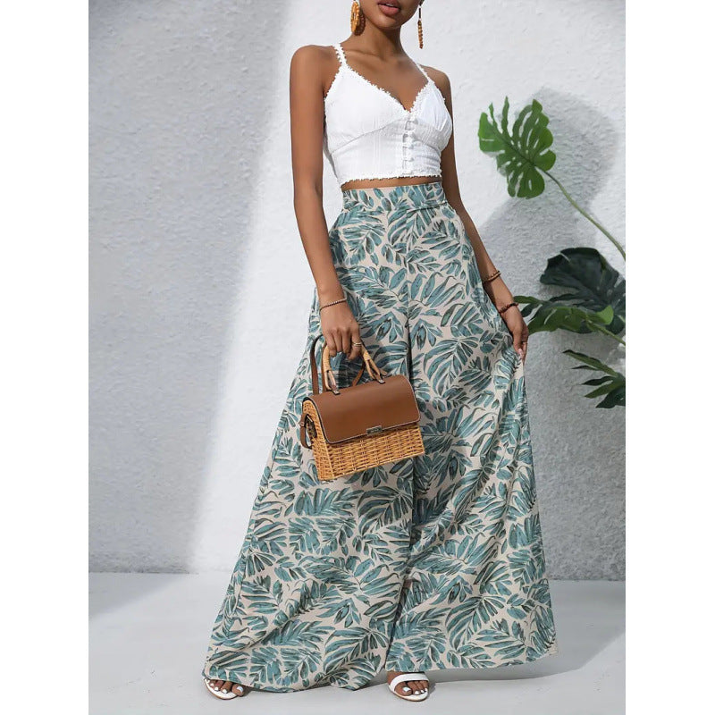 Damen Weit geschnittene Sommerhose mit floralem Muster Drune