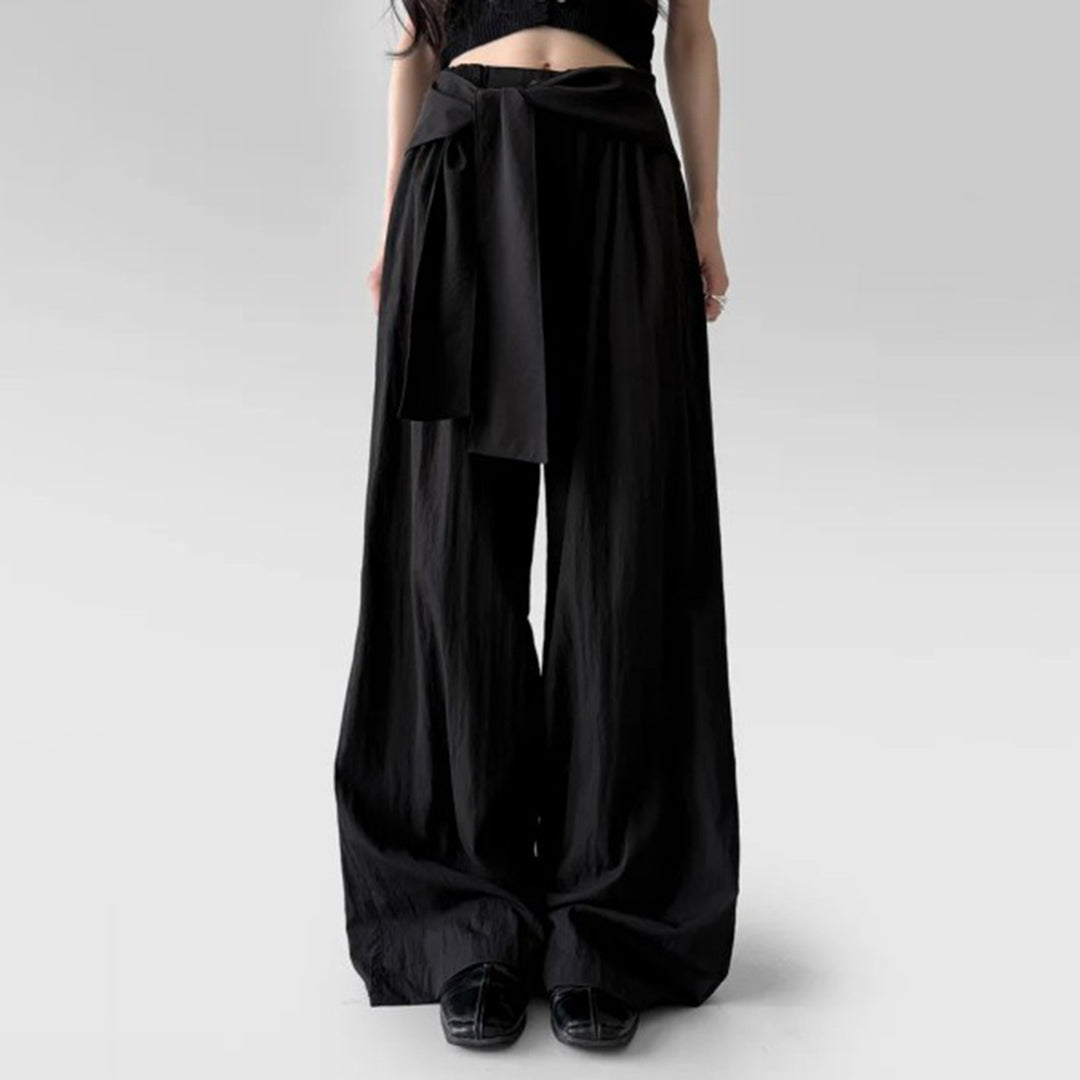 Damen Weite Stoffhose mit Bindegürtel Drune