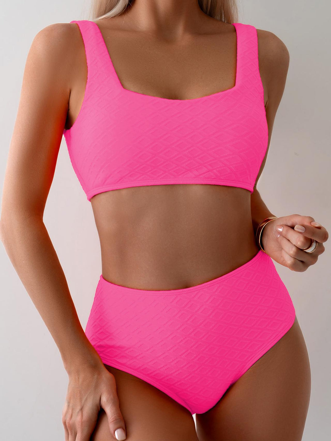Damen Hochtailliertes Bikini-Set mit strukturiertem Oberteil Drune