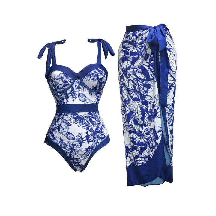 Damen Badeanzug-Set mit elegantem Oberteil und passendem Pareo Drune