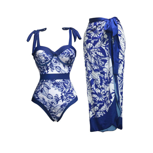 Damen Badeanzug-Set mit elegantem Oberteil und passendem Pareo Drune