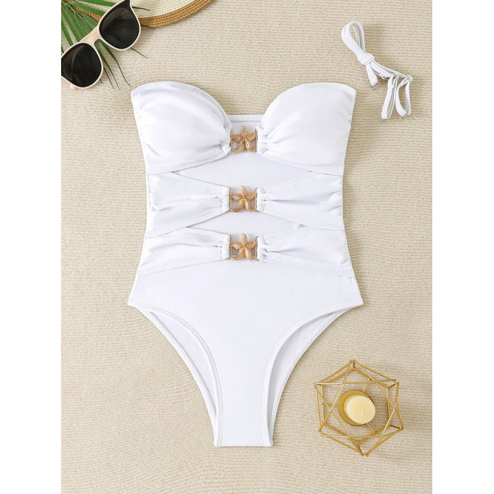Damen Einteiliger Badeanzug mit eleganten Schnallen und raffinierten Raffung Drune