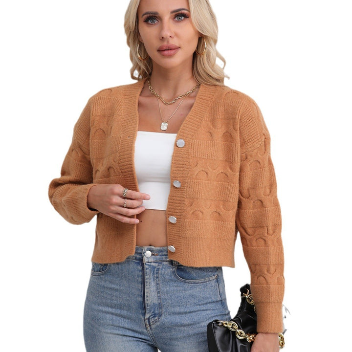Damen Strickjacke mit strukturiertem Muster und modischen Knöpfen Drune
