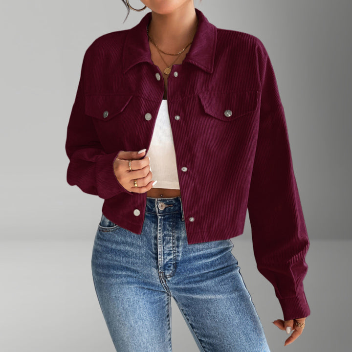 Damen modische Kurzjacke aus Cord Drune