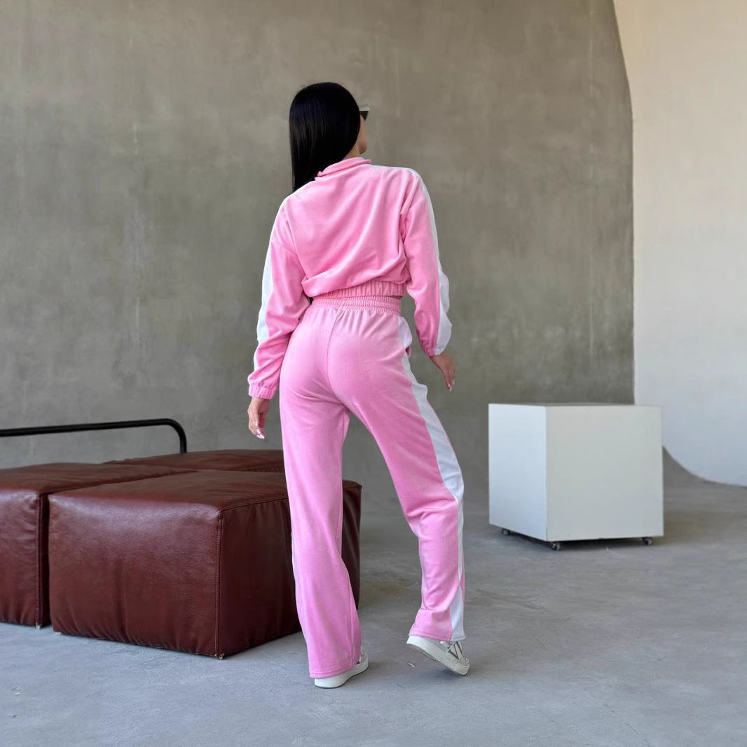 Damen sportliches Fleece-Anzug-Set mit elastischen Einsätzen Drune