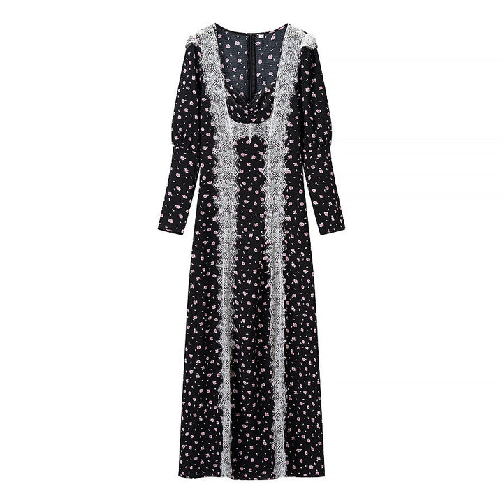 Damen Maxikleid mit elegantem Schnitt und floralem Spitzenbesatz Drune