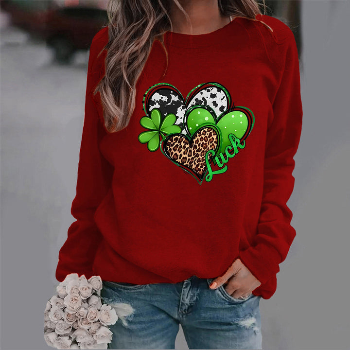 Damen Sweatshirt mit kreativem Herzdesign und auffälligem Motiv Drune