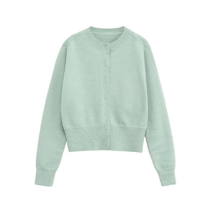 Damen cropped Strickjacke mit knöpfen und weichem Material Drune