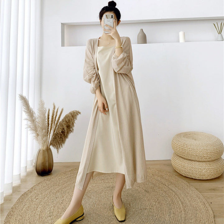 Damen Maxikleid mit leichtem Kimono-Overlay Drune