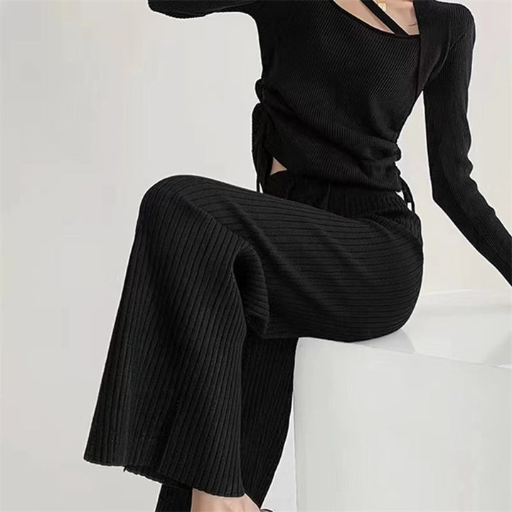 Damen Cross-over Pullover mit tiefem V-Ausschnitt und Rippstruktur Drune