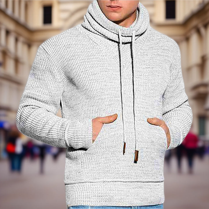 Herren Strickpullover mit hohem Kragen und seitlichen Taschen Drune