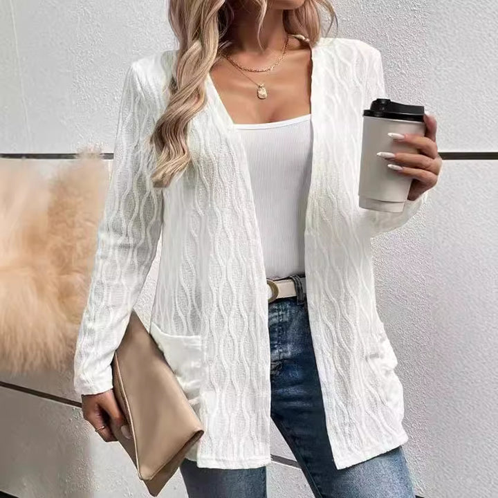 Damen Strickjacke mit strukturiertem Muster und lässigem Schnitt Drune