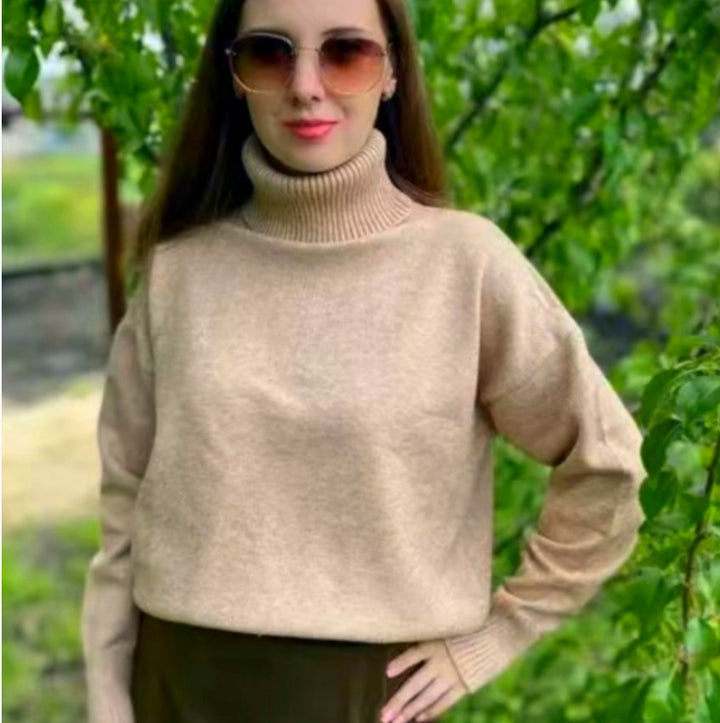 Damen Modischer Rollkragenpullover aus weichem Material Drune