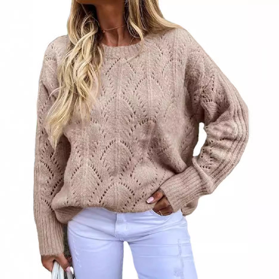 Damen Strickpullover mit feinem Lochmuster Drune