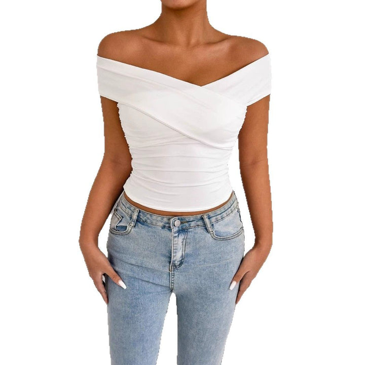 Damen schulterfreies Oberteil mit eleganter Drapierung Drune