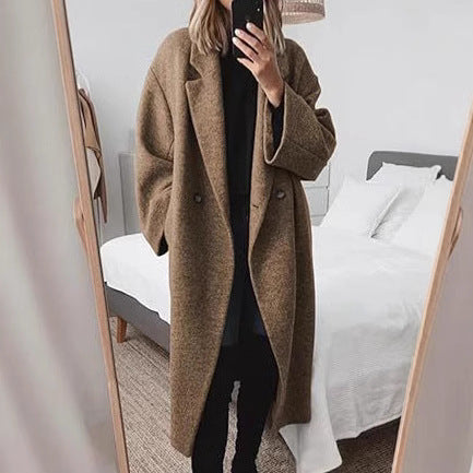 Damen Oversized Wollmantel mit klassischem Revers Drune