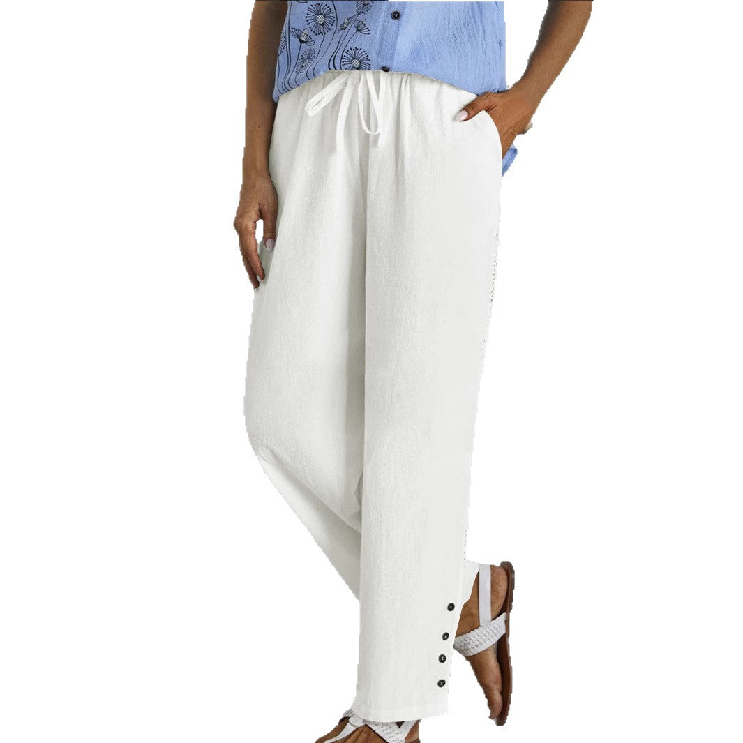 Damen Hochtaillierte Chinohose mit elastischem Bund und seitlichen Taschen Drune