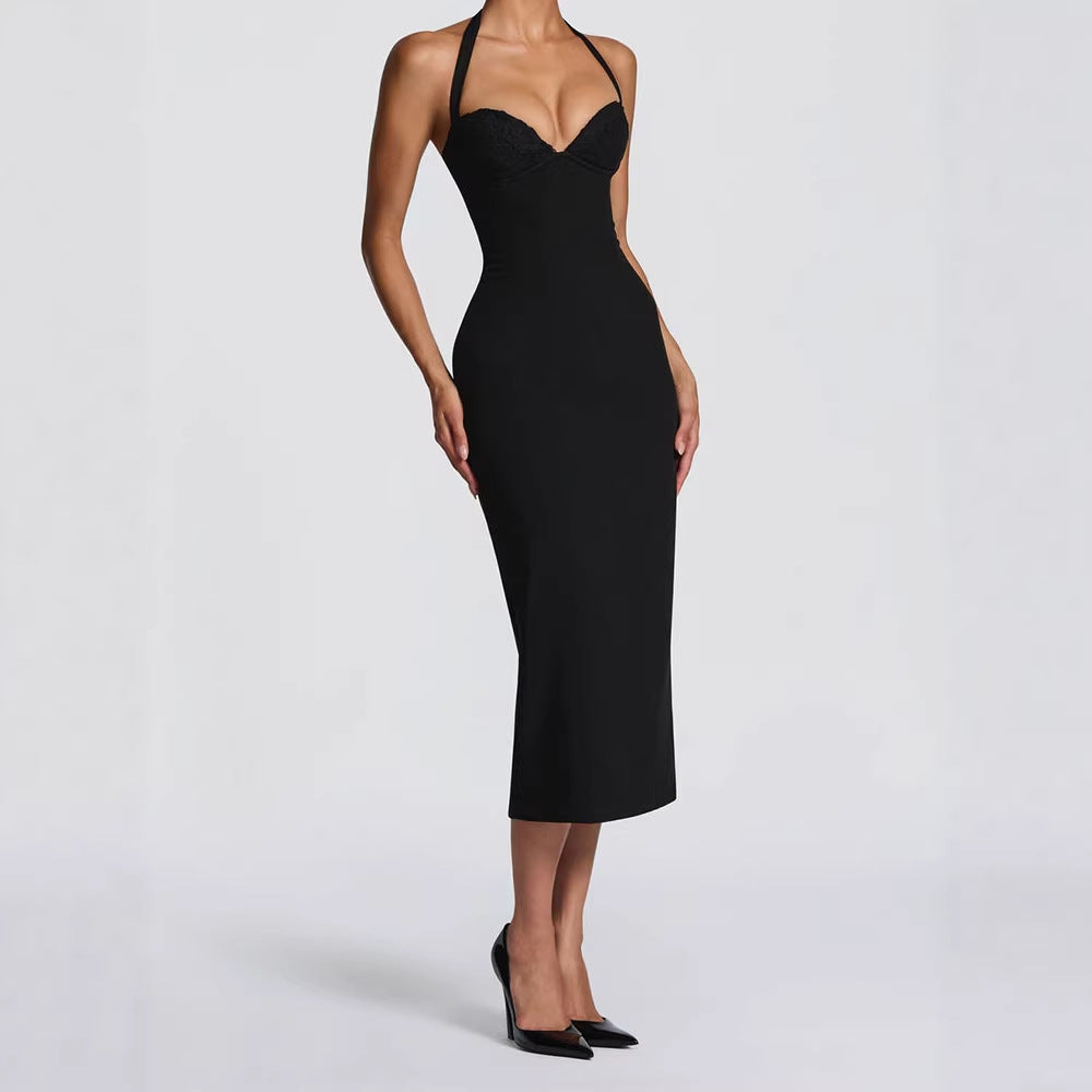 Damen Elegantes Bodycon-Kleid mit Halterdesign Drune