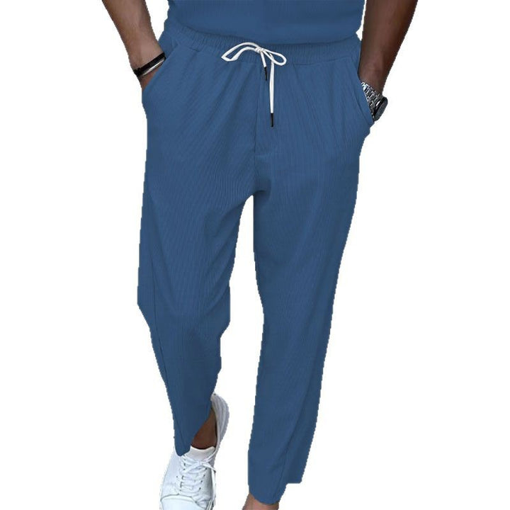 Herren nan atmungsaktive Leinenmix-Chinohose mit elastischem Tunnelzugbund, dezenter Bügelfalte und seitlichen Eingrifftaschen Drune