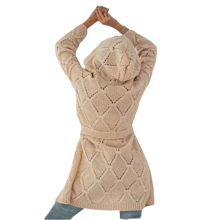 Damen Strickmantel mit Gürtel und modernem Zopfmuster Drune