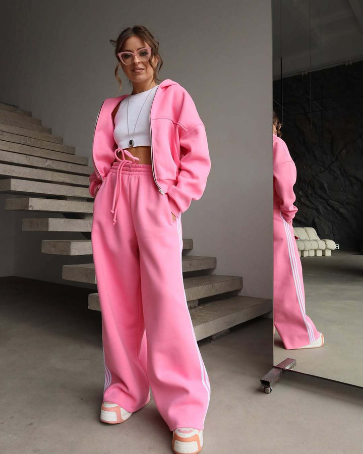 Damen Sportliches Lounge-Set mit cropped Hoodie und weitem Schnitt Drune
