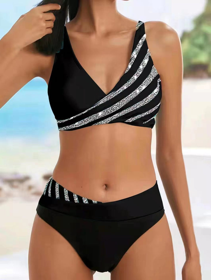 Damen Sportlicher Bikini mit modischem Wickeloberteil Drune