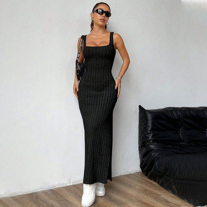 Damen Maxikleid mit elegantem Rib-Muster und seitlichem Schlitz Drune