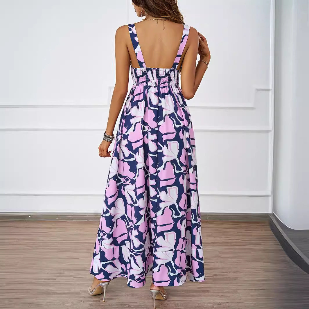 Damen Maxikleid mit modernem Blumendesign und schmeichelnder Silhouette Drune