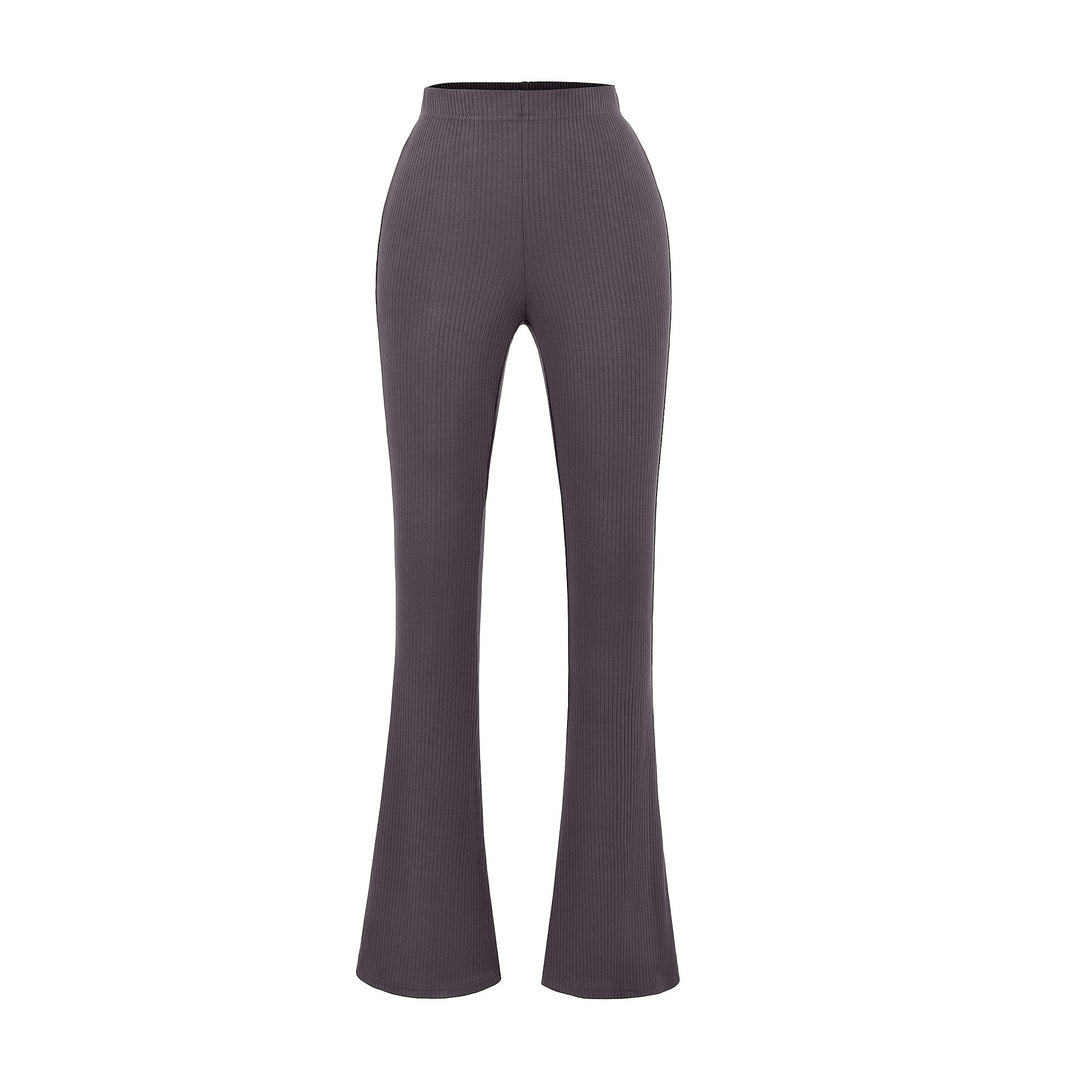 Damen elegante Flared-Hose mit hoch tailliertem Schnitt und feinem Rippdesign Drune