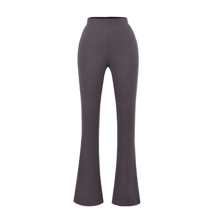 Damen elegante Flared-Hose mit hoch tailliertem Schnitt und feinem Rippdesign Drune