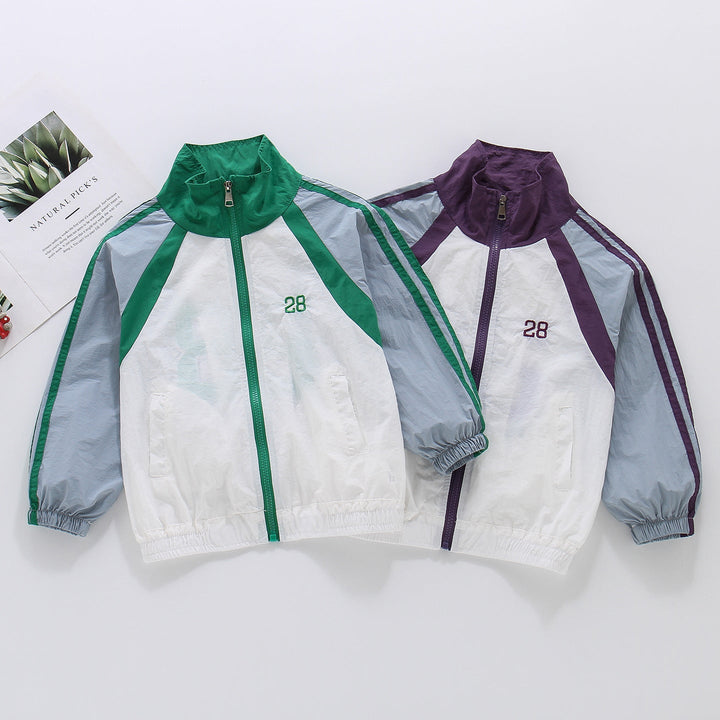 Damen nan sportlicher Retro Windbreaker mit Stehkragen und Raglanärmeln Drune