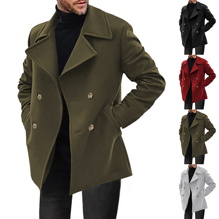 Herren Designer Wollmantel mit doppelter Knopfleiste Drune