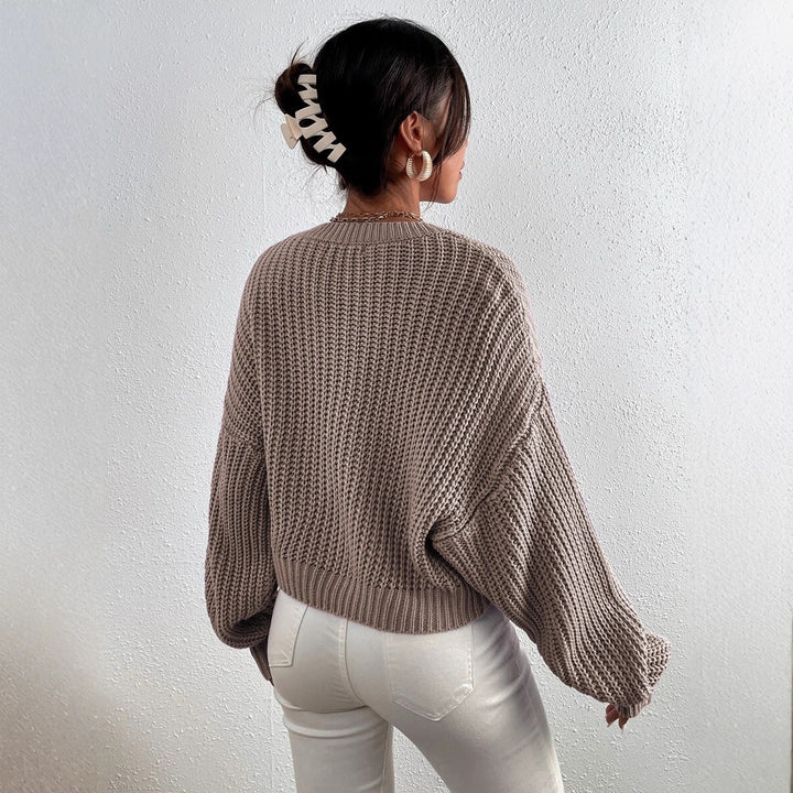 Damen Modischer Grobstrickpullover mit überschnittenen Schultern und weitem Schnitt Drune