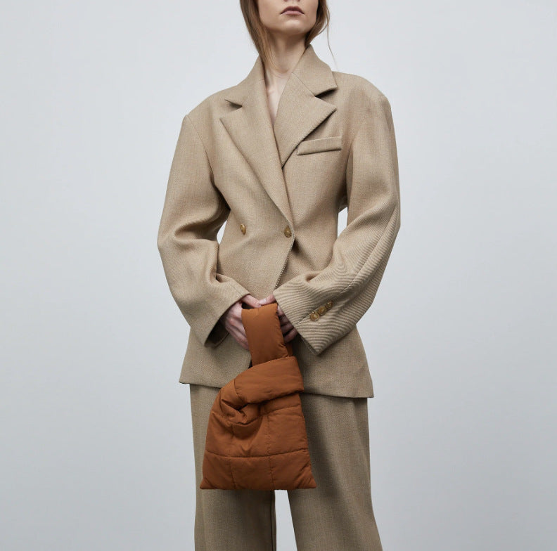 Damen Modischer Oversized Blazer mit doppelter Knopfleiste und strukturiertem Stoff Drune