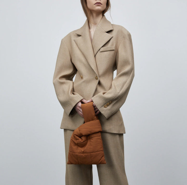 Damen Modischer Oversized Blazer mit doppelter Knopfleiste und strukturiertem Stoff Drune