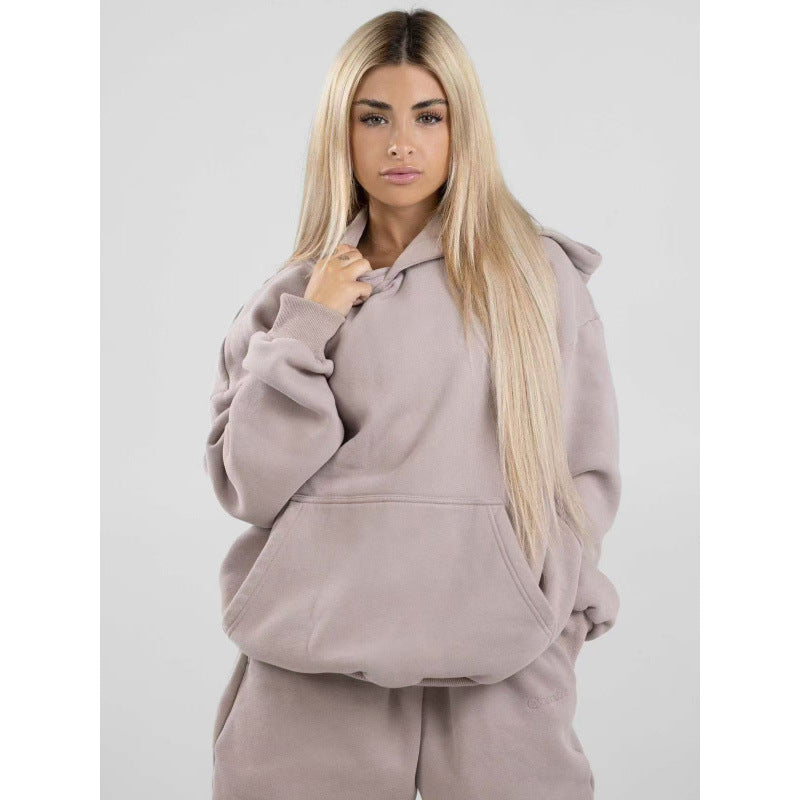 Damen nan extraweicher Oversize-Hoodie mit strukturierter Kängurutasche, überschnittener Schulter und angerauter Innenseite Drune