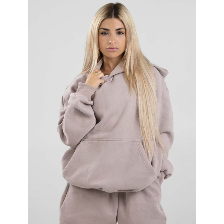 Damen nan extraweicher Oversize-Hoodie mit strukturierter Kängurutasche, überschnittener Schulter und angerauter Innenseite Drune