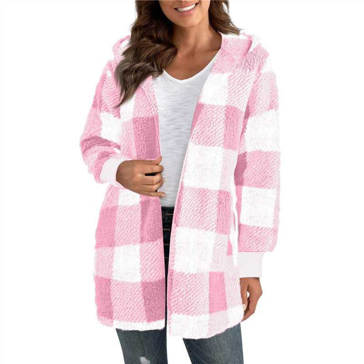 Damen Langer Karomantel aus weichem Material Drune