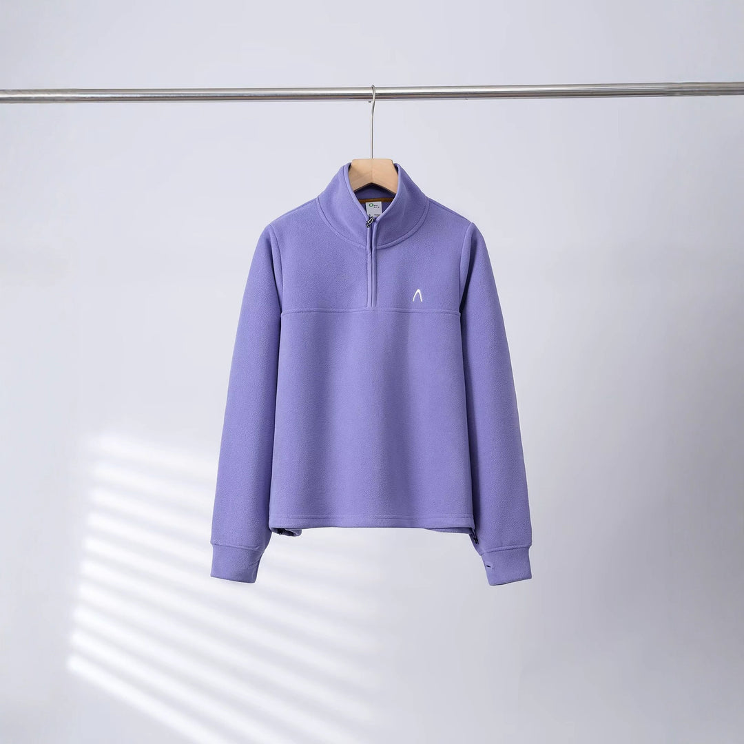 Damen Fleece-Pullover mit halbem Reißverschluss und elastischen Bündchen Drune