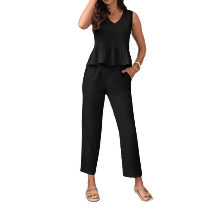 Damen Eleganter Jumpsuit mit modernen Raffungen und lässigem Schnitt Drune