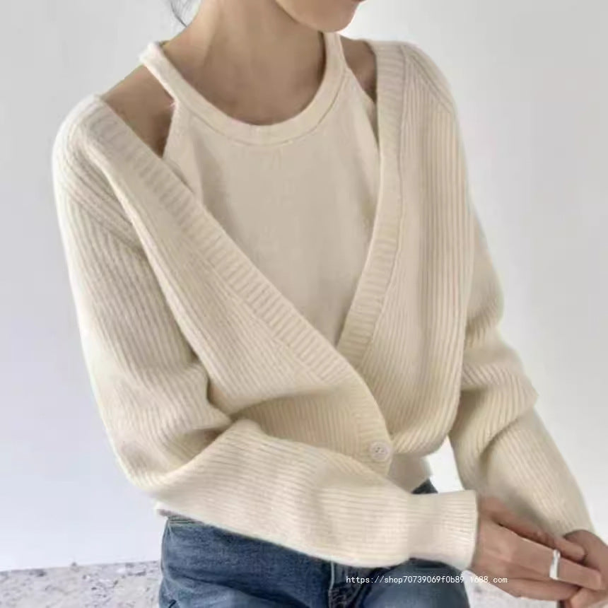 Damen Strickjacke mit offenem Schnitt und Rippstruktur Drune