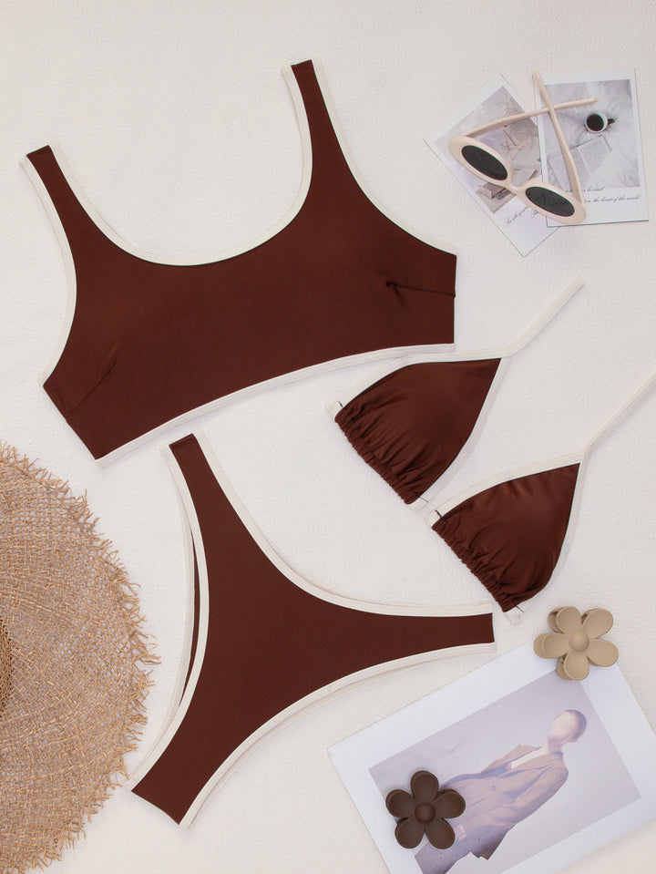Damen Triangel-Bikini-Set mit verstellbaren Bindebändern Drune